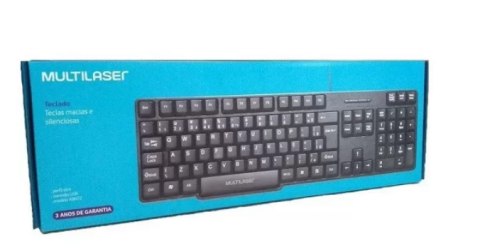 Teclado Slim Multilaser TC213 com fio, USB e Preto